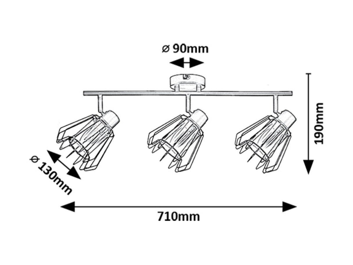 Plafoniera Emerencia, negru, 3xE14, IP20, Rabalux, 73069