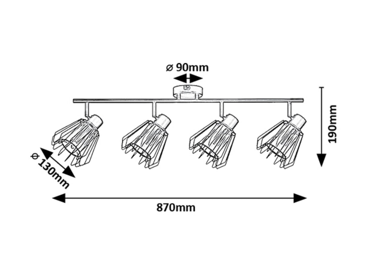 Plafoniera Emerencia, negru, 4xE14, IP20, Rabalux, 73070