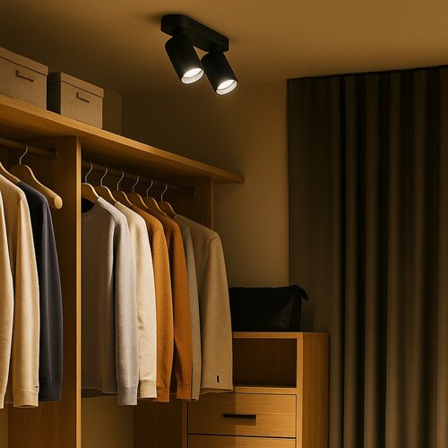 Spot Yorli, negru mat, 2xGU10, L.22cm, IP20, Rabalux, 73082