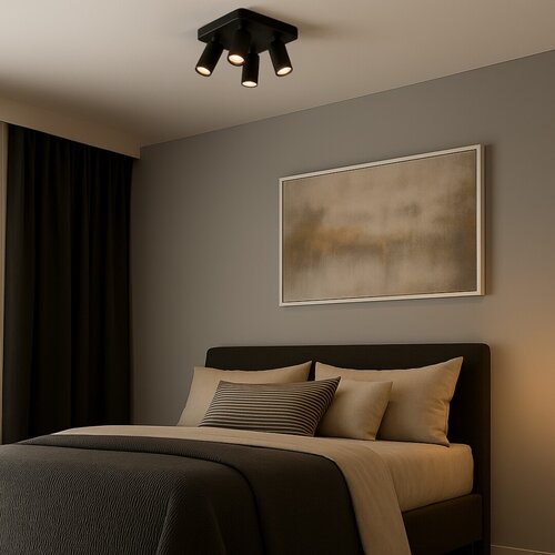 Spot Yorli, negru mat, 4xGU10, H.13,5cm, IP20, Rabalux, 73084