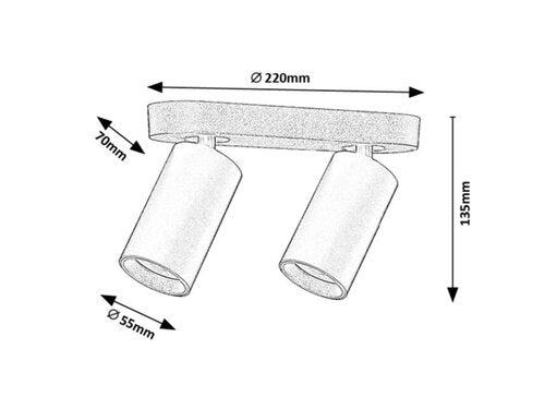 Spot Yorli, alb mat, 2xGU10, L.22cm, IP20, Rabalux, 73086