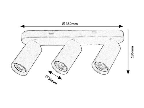 Spot Yorli, alb mat, 3xGU10, L.35cm, IP20, Rabalux, 73087