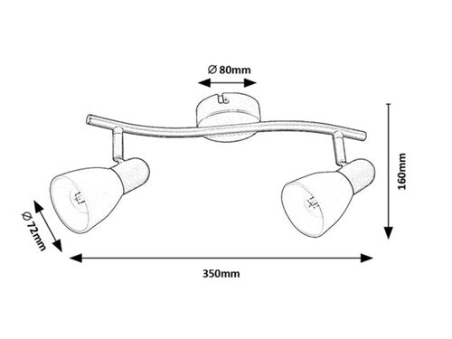 Spot Soma, negru mat, 2xE14, L.35cm, IP20, Rabalux, 73092