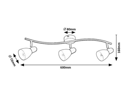 Spot Soma, negru mat, 3xE14, L.60cm, IP20, Rabalux, 73093