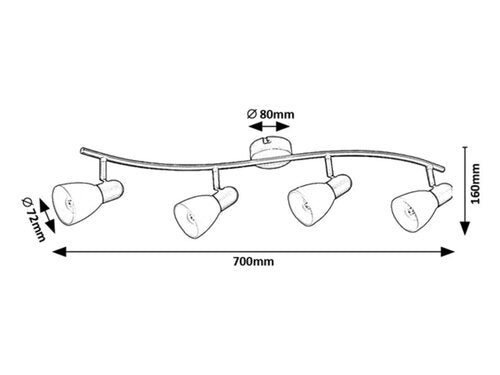 Spot Soma, negru mat, 4xE14, L.70cm, IP20, Rabalux, 73094