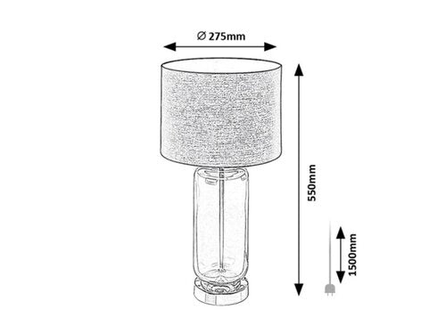 Veioza Rien, fumuriu, 1xE27, H.55cm, IP20, Rabalux, 74049