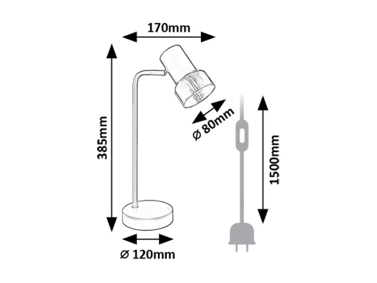 Lampa de birou Hatice, negru, 1 x E14, IP20, Rabalux, 74278