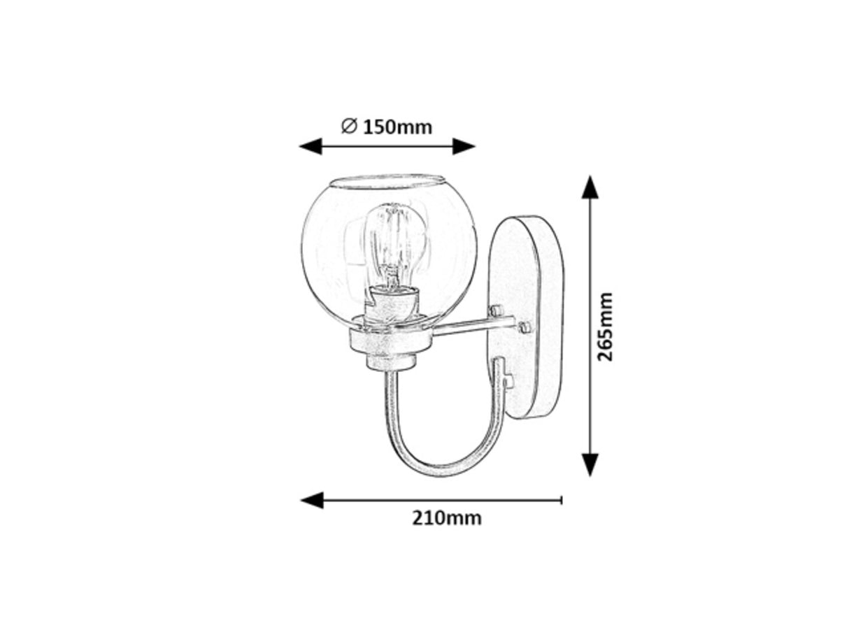 Lampa baie Tirina, negru mat, E27 1x 15W, Rabalux 75005
