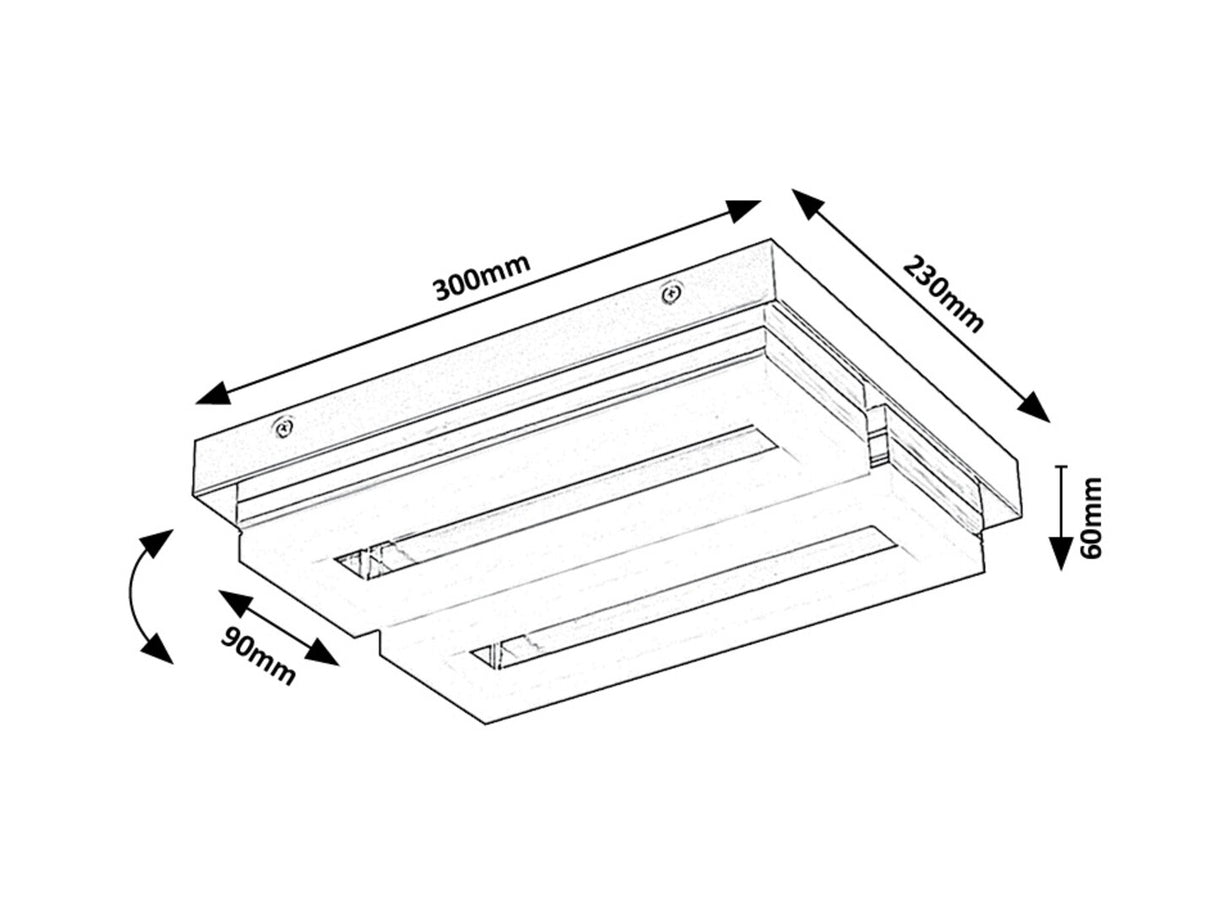 Plafoniera baie Blas, crom, LED, 24W, 2250 lumeni, 4000K, L.30 cm, IP44, Rabalux 75020