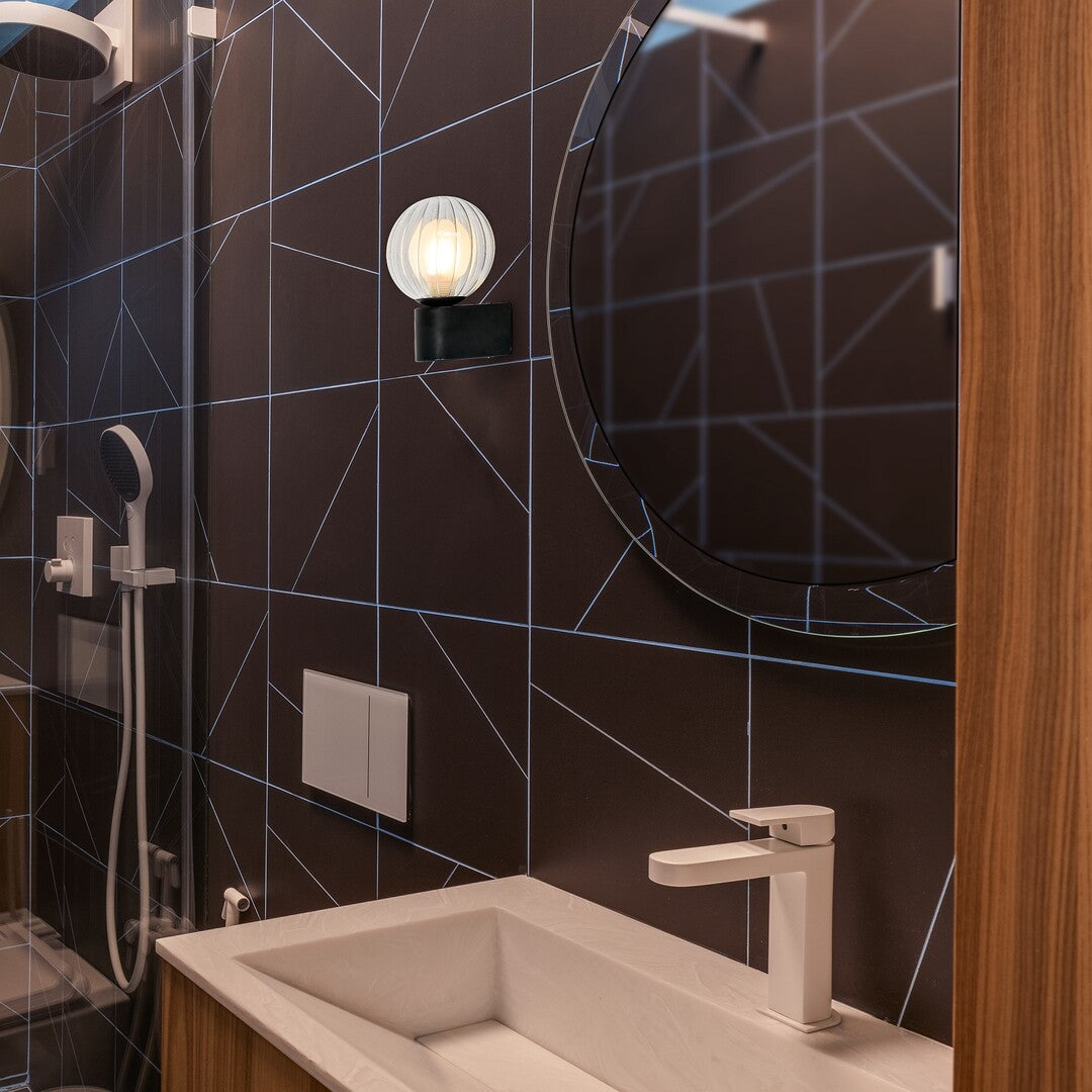 Aplica baie Colzar, negru mat, sticla, 1xG9, IP44, H.15 cm, Rabalux 75021