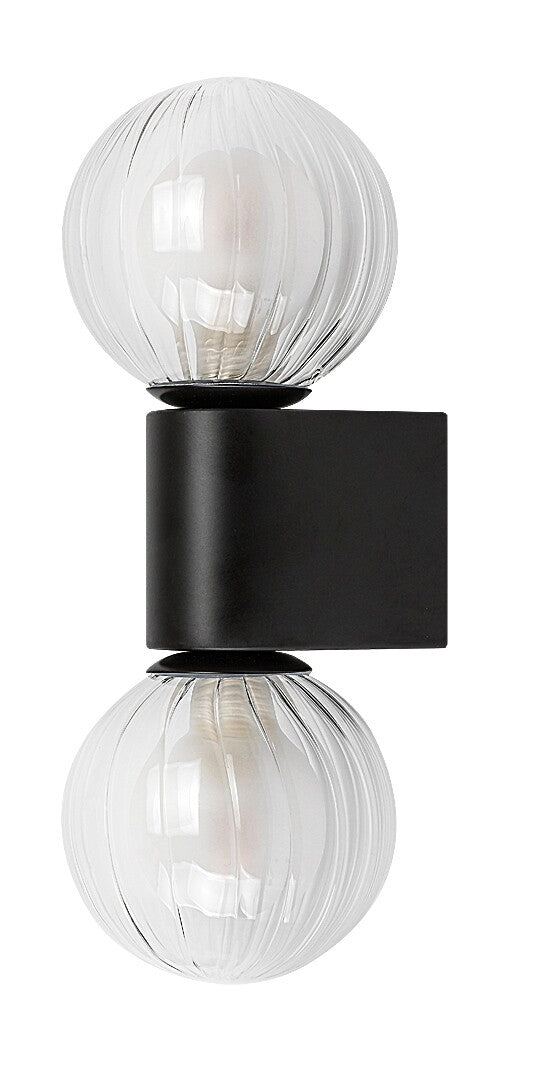 Aplica baie Colzar, negru mat, sticla, 2xG9, IP44, H.27 cm, Rabalux 75022