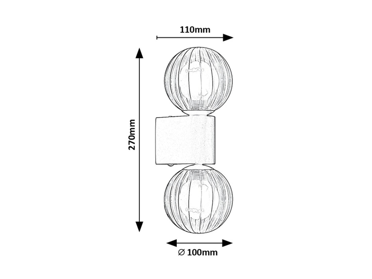 Aplica baie Colzar, negru mat, sticla, 2xG9, IP44, H.27 cm, Rabalux 75022