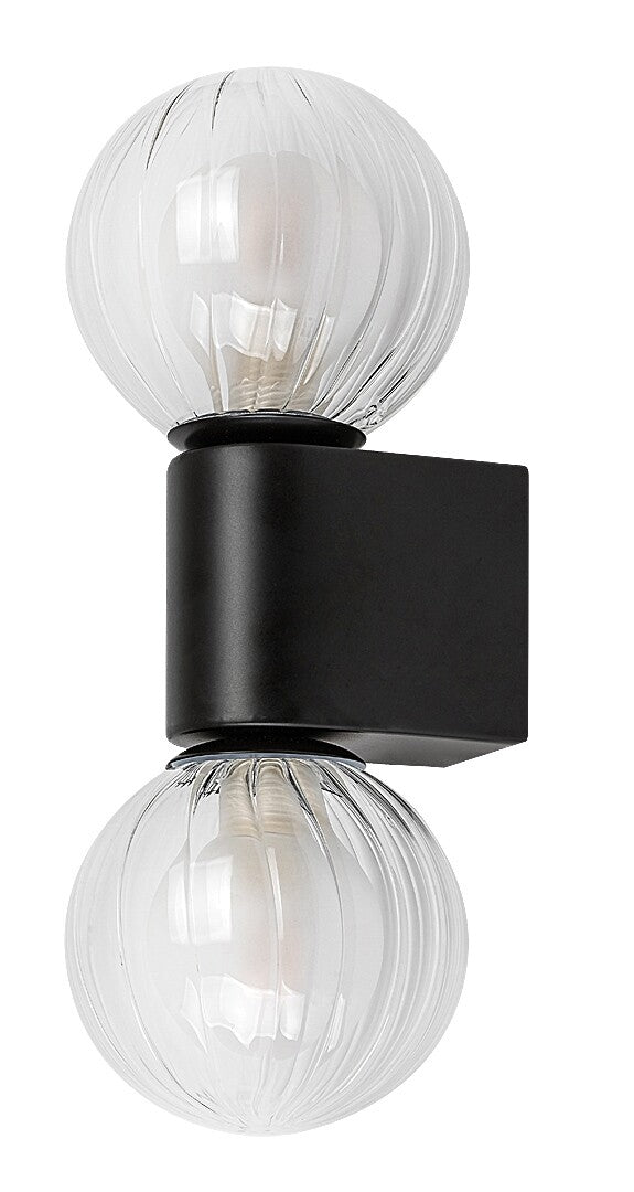 Aplica baie Colzar, negru mat, sticla, 2xG9, IP44, H.27 cm, Rabalux 75022