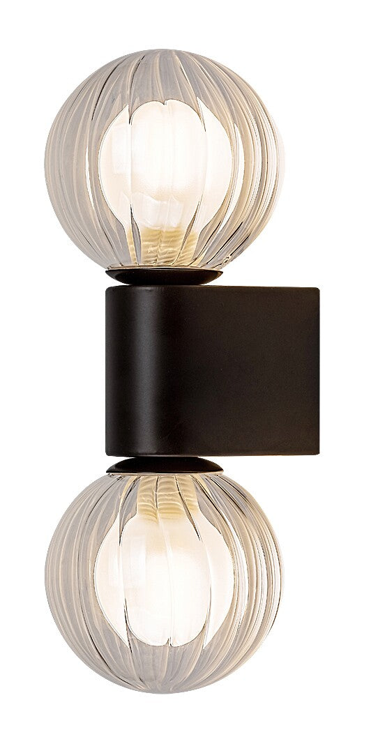 Aplica baie Colzar, negru mat, sticla, 2xG9, IP44, H.27 cm, Rabalux 75022