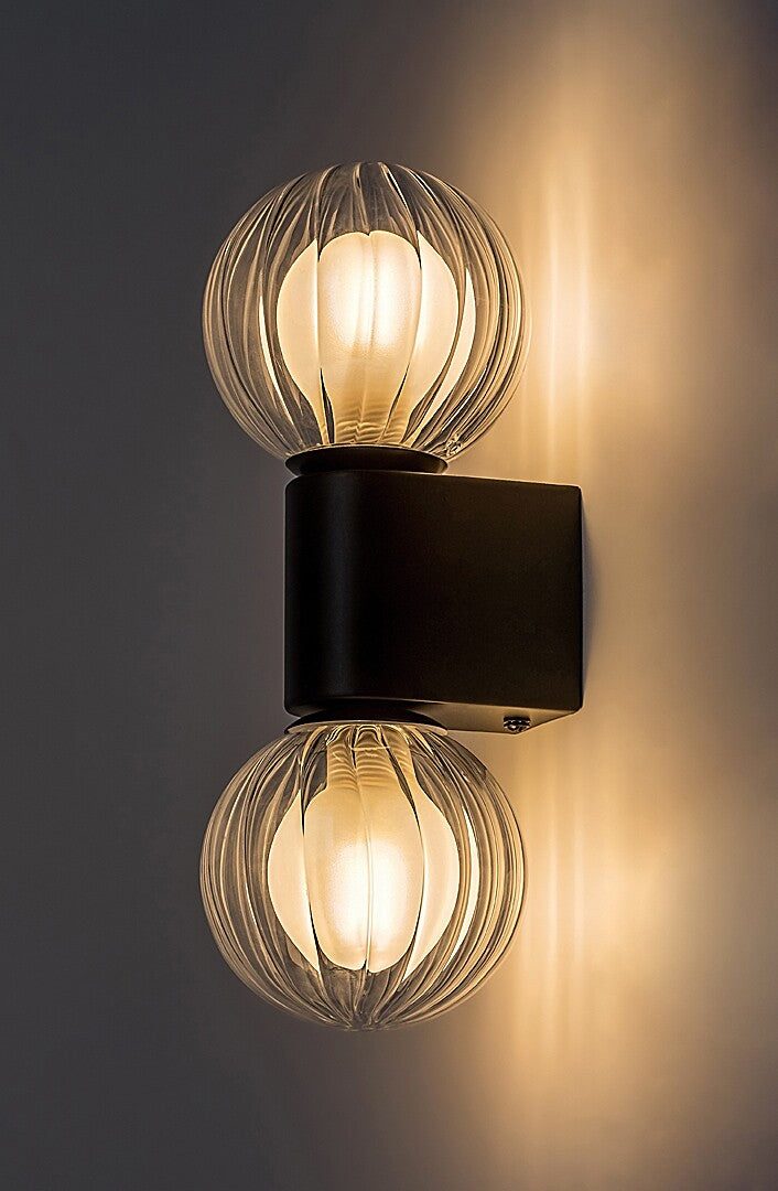 Aplica baie Colzar, negru mat, sticla, 2xG9, IP44, H.27 cm, Rabalux 75022