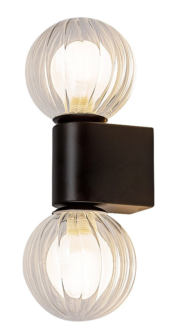 Aplica baie Colzar, negru mat, sticla, 2xG9, IP44, H.27 cm, Rabalux 75022