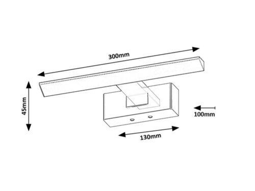 Aplica baie LED Loric, negru, 6W, 375lm, 4000K, L.30cm, IP44, Rabalux, 75024