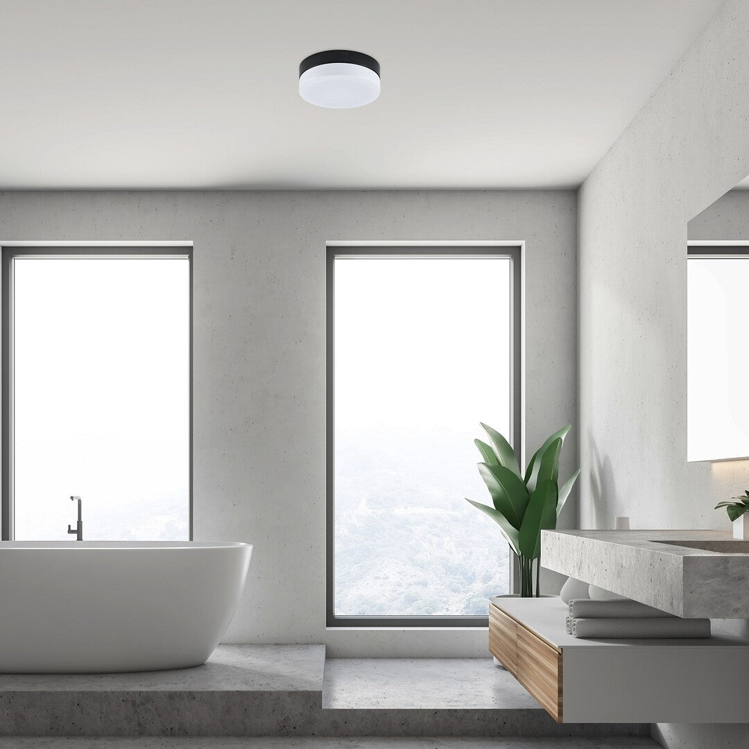 Plafoniera baie Gaelo, negru, LED, 18W, 1370 lumeni, 4000K, D.28 cm, IP44, Rabalux 75026