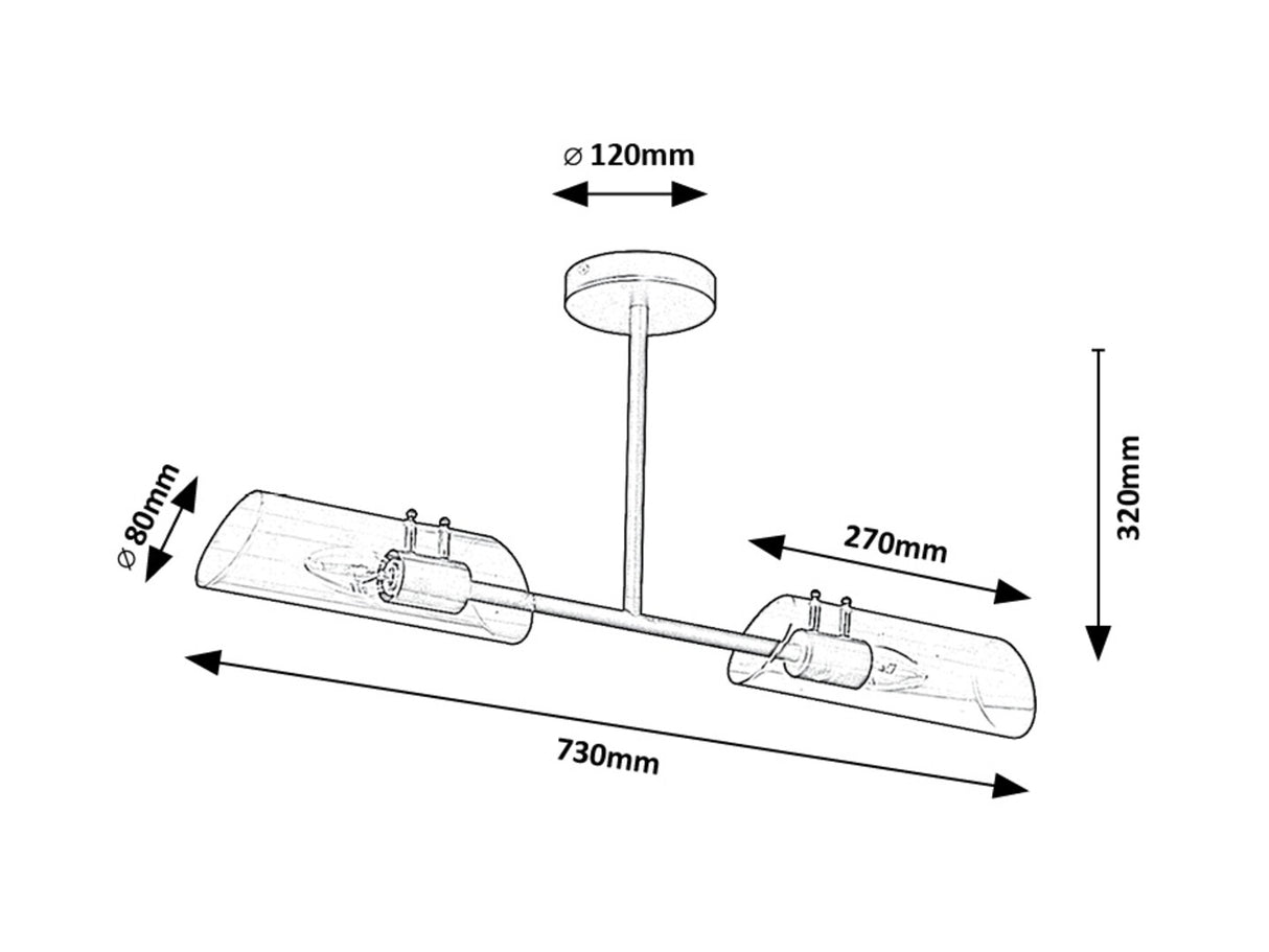 Plafoniera baie Teodoro,2xE14, crom, IP44, Rabalux 75030