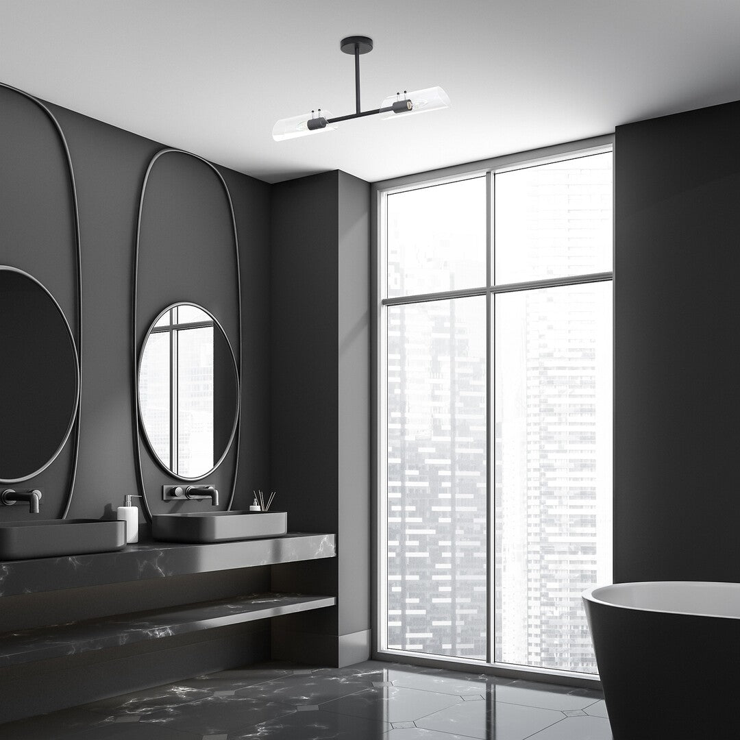 Plafoniera baie Teodoro, 2xE14, negru, IP44, Rabalux 75028