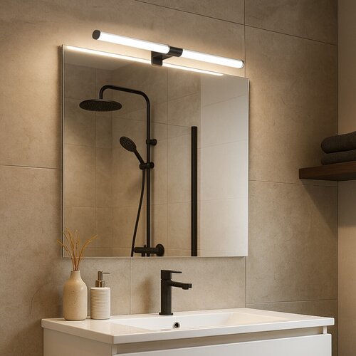 Aplica baie LED Zain, negru, 8W, 800lm, 4000K, L.60cm, IP44, Rabalux, 75044