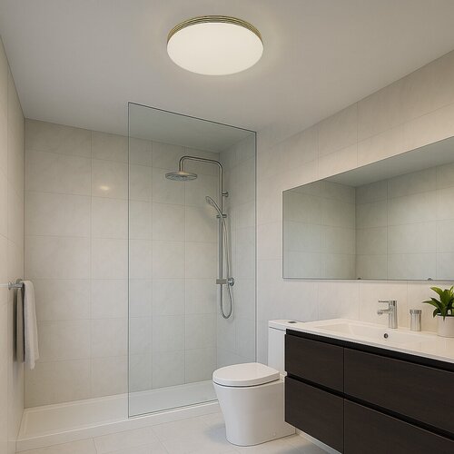 Plafoniera baie LED Toma, auriu, 18W, 1440lm, 4000K, D.34cm, IP44, Rabalux, 75057