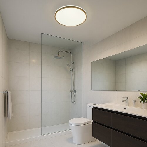 Plafoniera baie LED Slava, auriu, 18W, 1170lm, 4000K, D.34cm, IP44, Rabalux, 75058