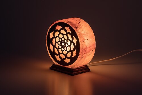 Veioza din sare Mandali portocaliu, 1xE14, H.16,5cm, IP20, Rabalux, 76031