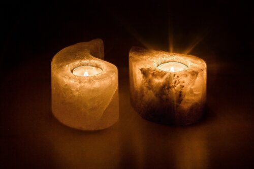 Suport lumanari din sare Soluna, negru/alb, D.12cm, IP20, Rabalux, 76034