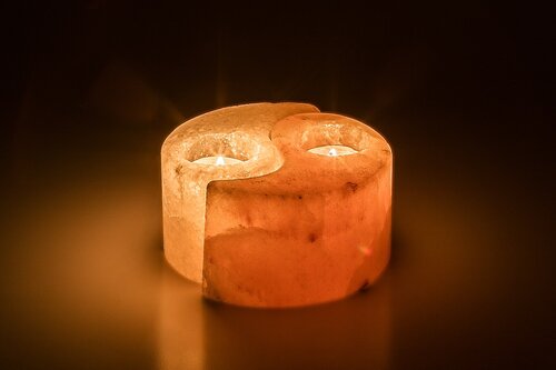 Suport lumanari din sare Soluna, portocaliu/alb, D.12cm, IP20, Rabalux, 76035