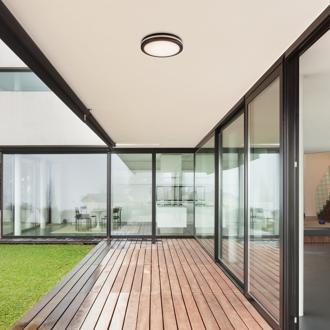 Plafoniera LED exterior Indre, negru, 28W, 2450lm, 3000K/4000K/6500K, IP54, Rabalux, 77035