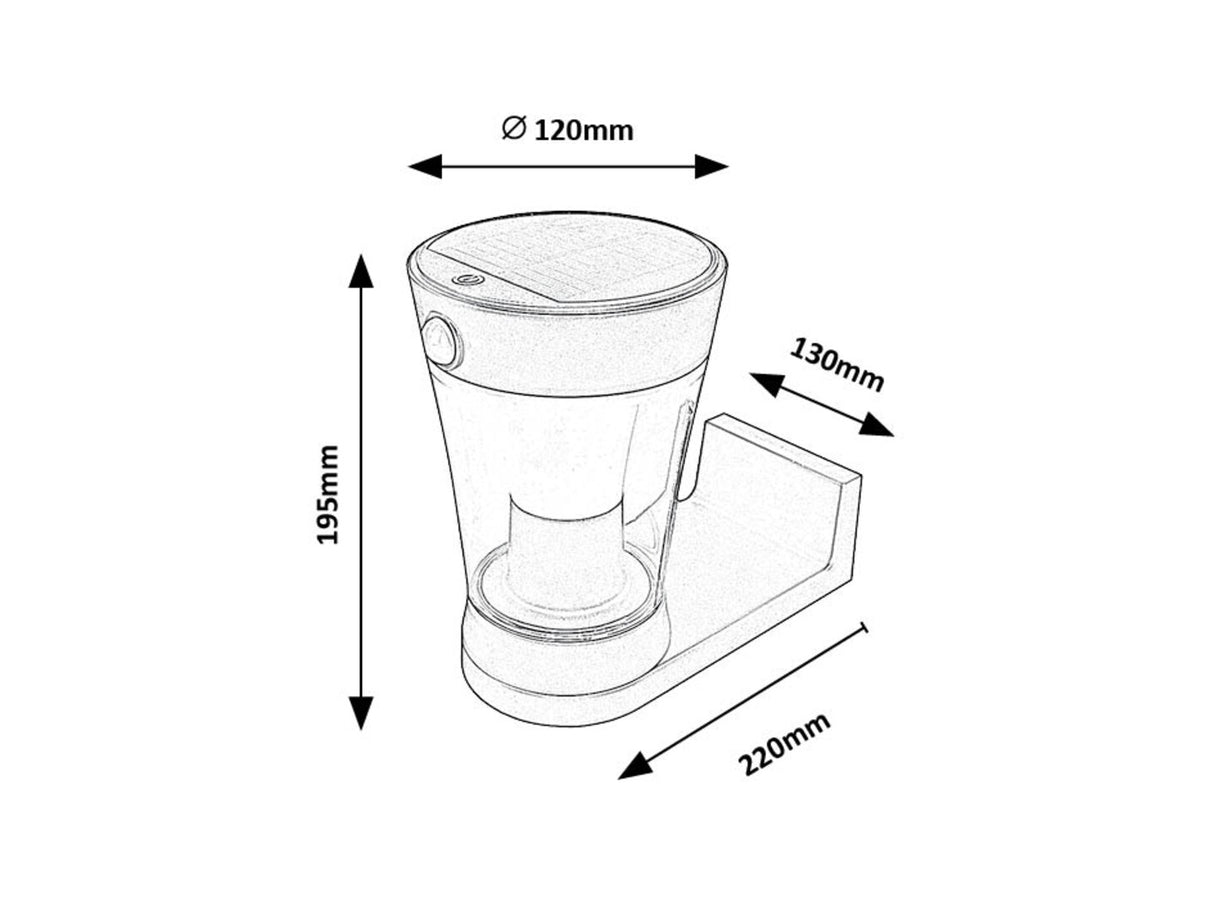 Aplica LED exterior solara Angers, gri, 3W, IP54, Rabalux, 77037