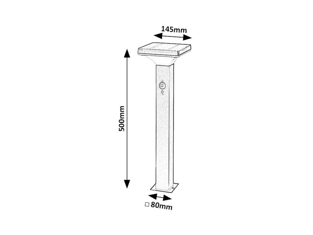 Stalp exterior LED solar cu senzor Geleen, negru, 4W, 400lm, 3000K, H.50cm, IP44, Rabalux, 77045