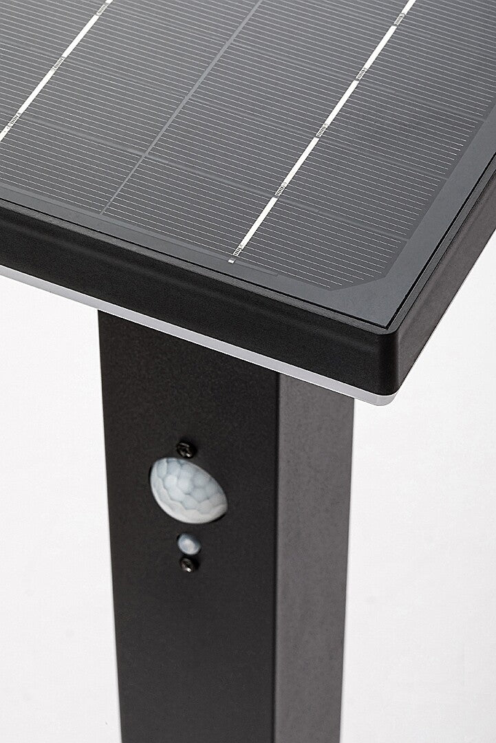 Stalp exterior LED solar cu senzor Geleen, negru, 4W, 400lm, 3000K, H.50cm, IP44, Rabalux, 77045