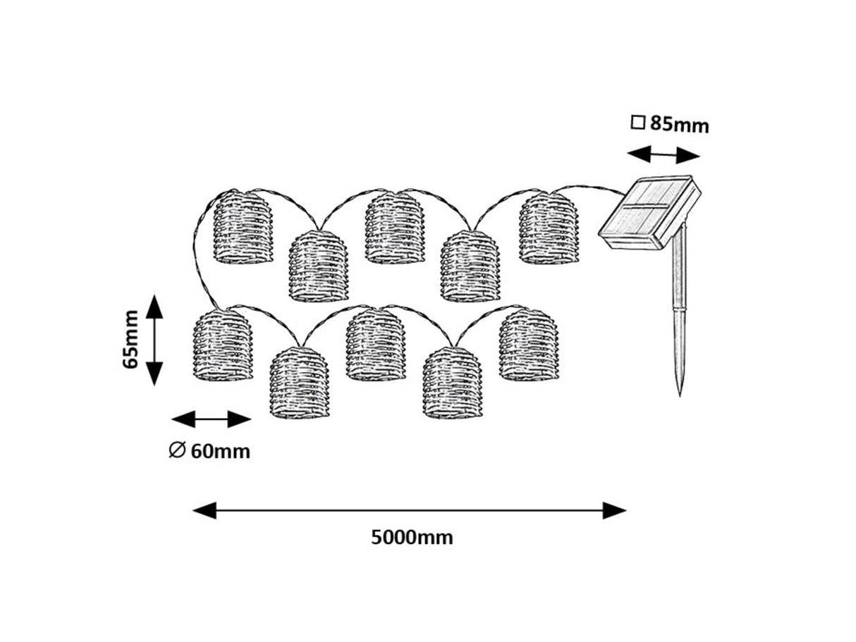 Ghirlanda LED exterior solara Rupit, negru, 0,6W, L.3m, IP44, Rabalux, 77047