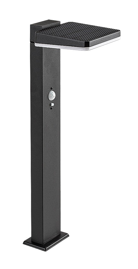 Stalp exterior LED solar cu senzor Lasset, negru, 4.4W, 200lm, 4000K, H.50cm, IP54, Rabalux, 77079