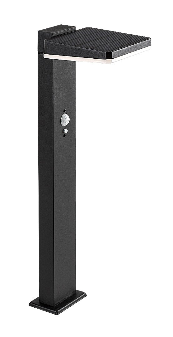 Stalp exterior LED solar cu senzor Lasset, negru, 4.4W, 200lm, 4000K, H.50cm, IP54, Rabalux, 77079