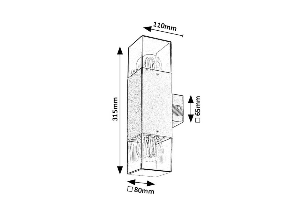 Aplica exterior Loanda, negru, 2 x E27, IP44, Rabalux, 77081
