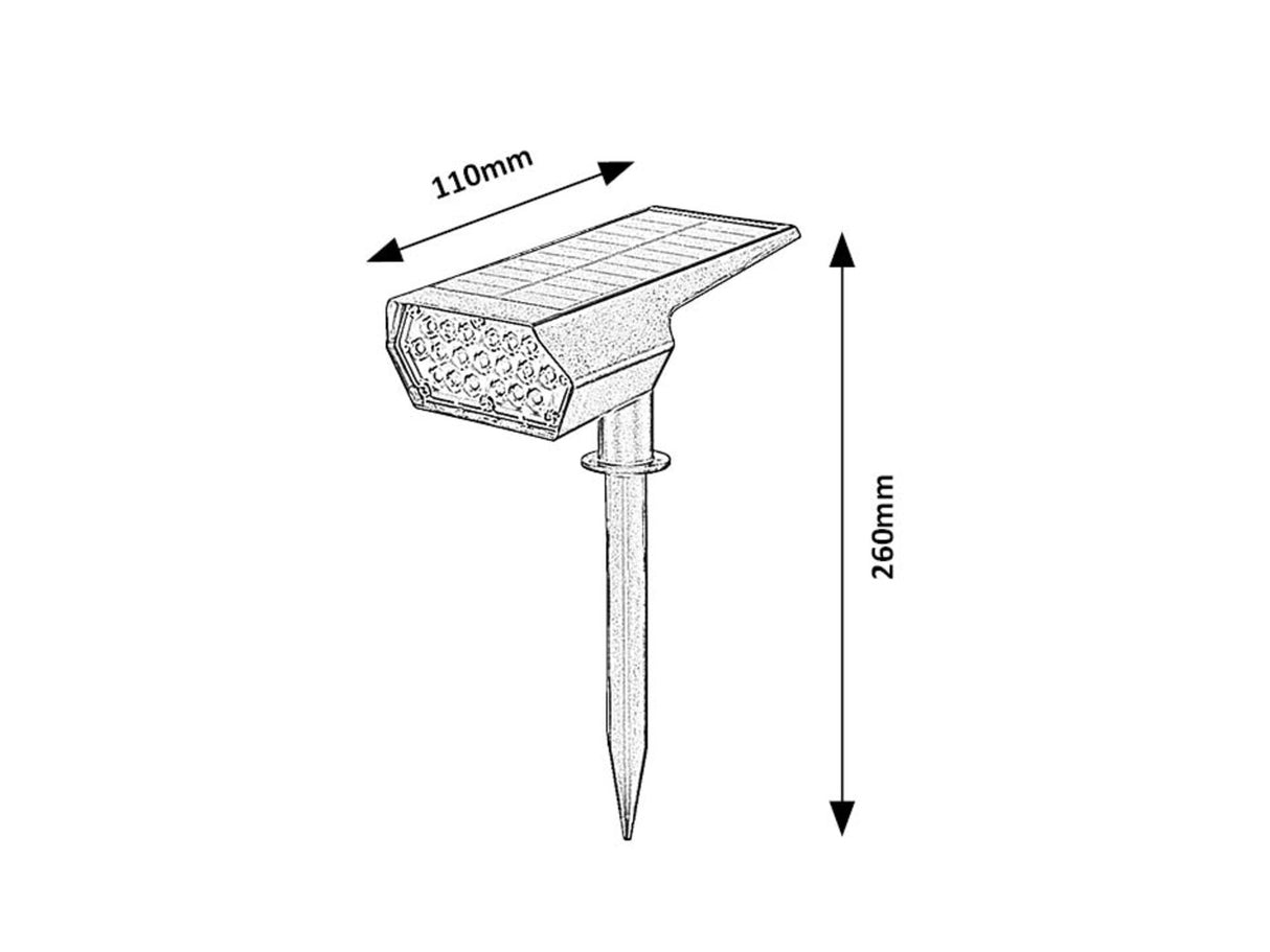 Miniproiector LED exterior solar Nantes, negru, 0,5W, 50lm, IP65, Rabalux, 77088