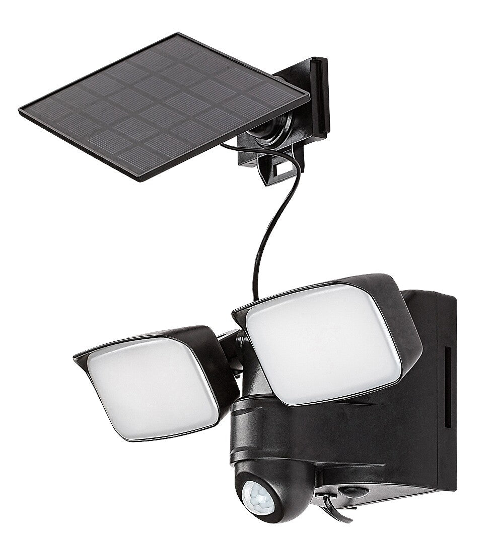 Aplica LED exterior solara cu senzor Leszno, negru, 10W, 800lm, 4000K, IP54, Rabalux, 77091