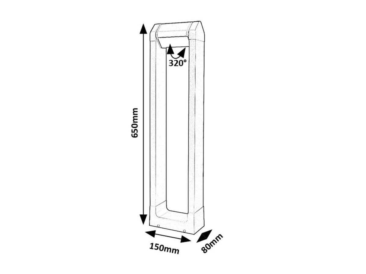 Stalp exterior LED Medna, antracit, 8W, 530lm, 3000K, H.65, IP54, Rabalux, 77104