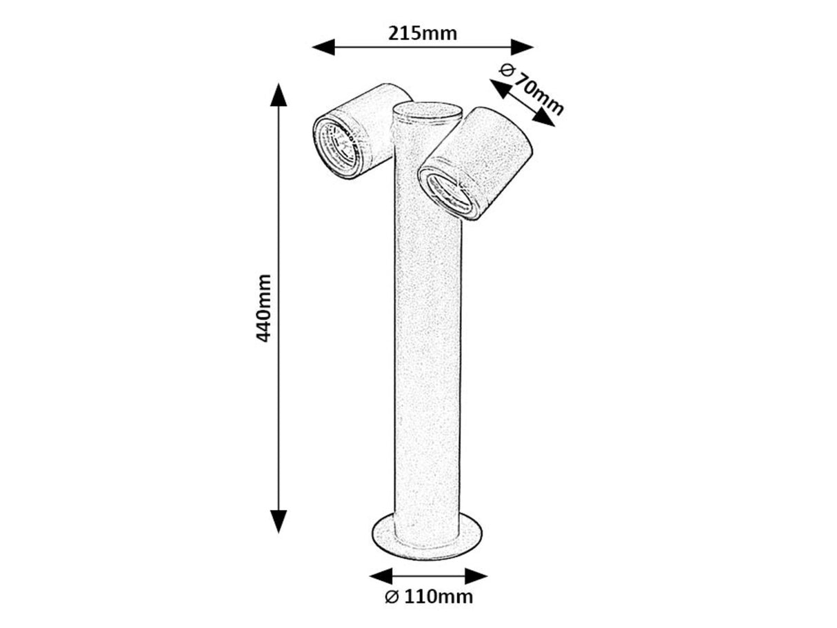 Stalp exterior Enol, negru, 2 x GU10, H.44cm, IP44, Rabalux, 77113