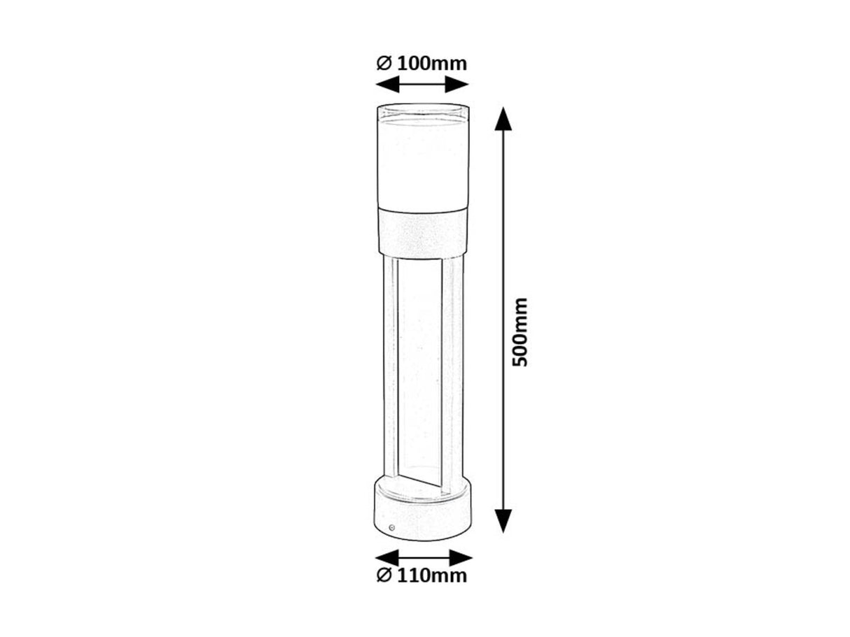Stalp exterior LED Leitha, negru, 12W, 720lm, 3000K, H.50, IP44, Rabalux, 77131