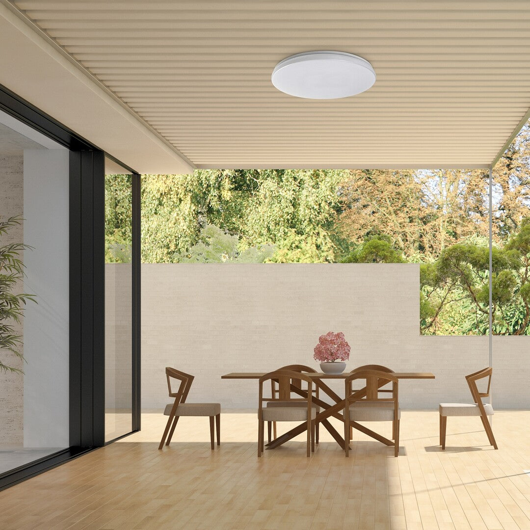 Plafoniera LED exterior Lowar, alb, 36W, 2300lm, 3000K, 4000K, 6000K, D.41cm, IP44, Rabalux, 77135