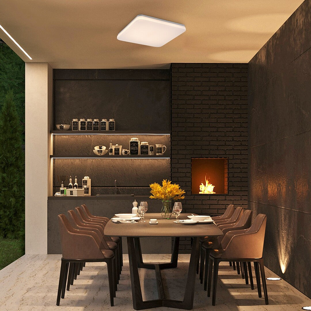 Plafoniera LED exterior Lowar, alb, 36W, 2300lm, 3000K, 4000K, 6000K, D.41cm, IP44, Rabalux, 77136