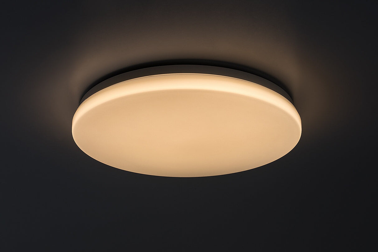 Plafoniera LED exterior Lowar, cu senzor miscare , alb, 24W, 1450lm, 3000K, D.35cm, IP44, Rabalux, 77139