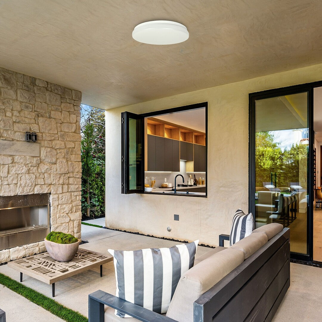 Plafoniera LED exterior Lowar, cu senzor miscare , alb, 24W, 1450lm, 3000K, D.35cm, IP44, Rabalux, 77139