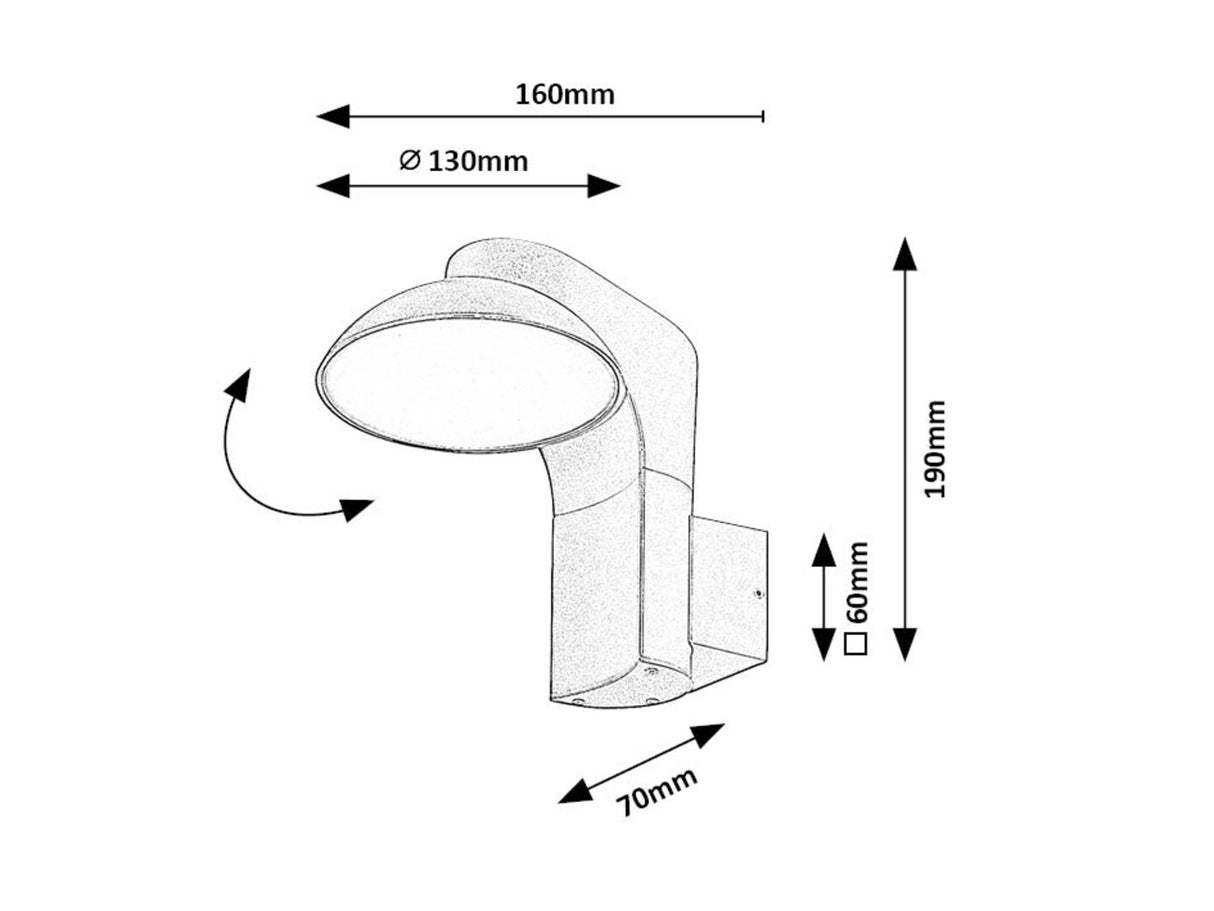Aplica LED exterior Wengen, negru, 12W, 790lm, 3000K, IP54, Rabalux, 77148