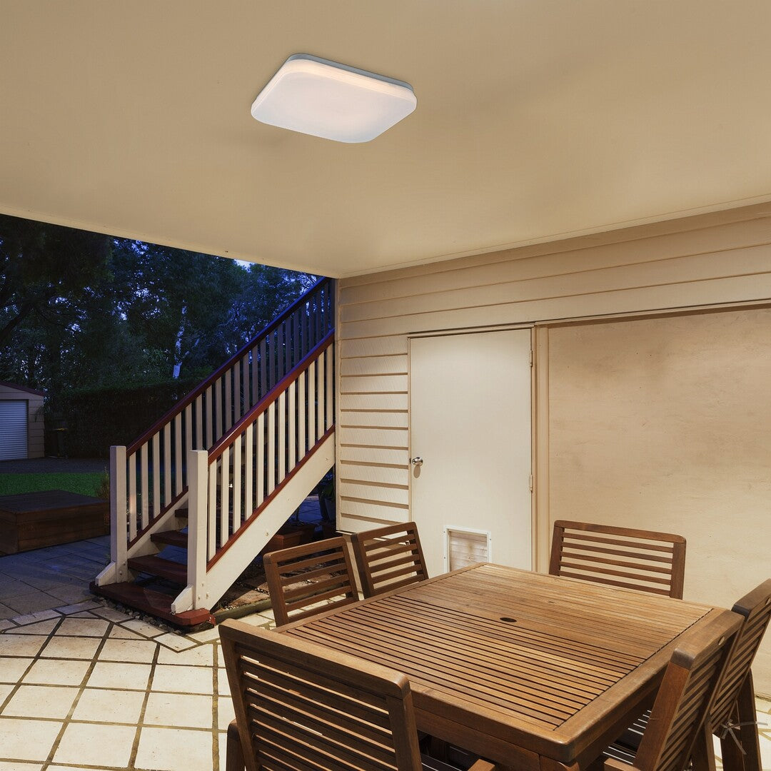 Plafoniera LED exterior Lowar, alb, 18W, 1100lm, 3000K, 4000K, 6000K, D.28.5cm, IP44, Rabalux, 77181