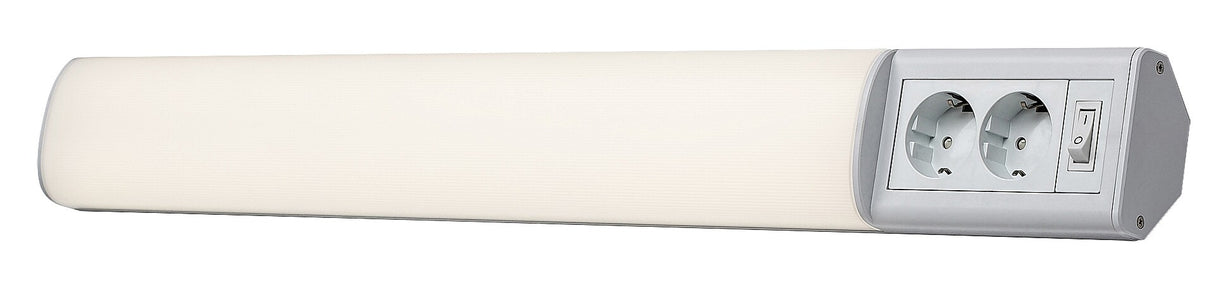 Corp led cu intrerupator si 2 prize Bath 2, alb, LED 15W, 1350lm, 4000K, L.70cm, Rabalux, 78065